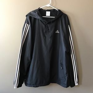 Adidas Men XL Stripes Black Pullover Jacket